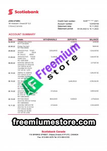 Scotiabank  Bank Statement PSD (Canada) Download