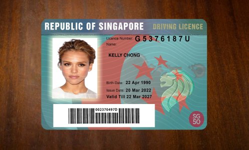 Singapore Driver license PSD Template Download