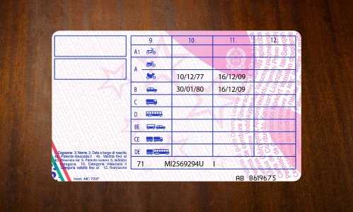 Italy Driver license PSD Template Download