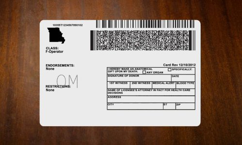 Missouri Driver license PSD Template