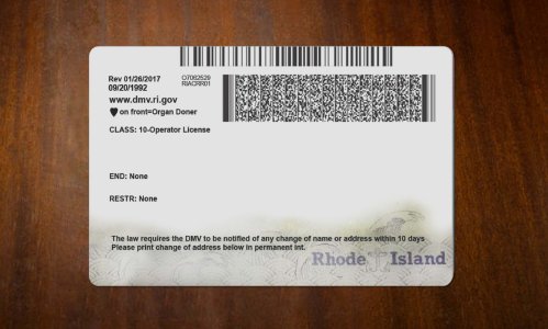 Rhode Island Driver license PSD Template
