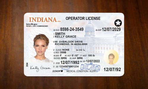 Indiana Driver license PSD Template