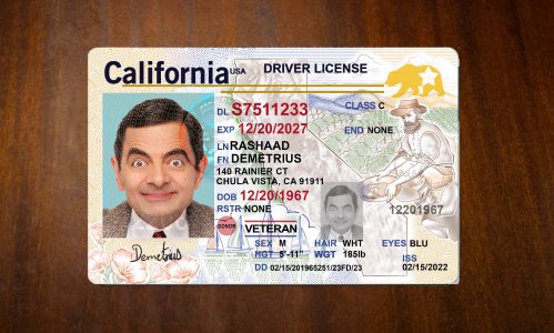 california new Driver license PSD Template
